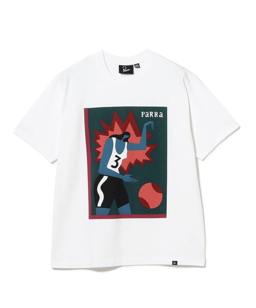 By Parra(バイパラ)の「by Parra / Baseketball T-shirt(Tシャツ/カットソー・メンズ・ホワイト・XL/L/M)」の2枚目の写真