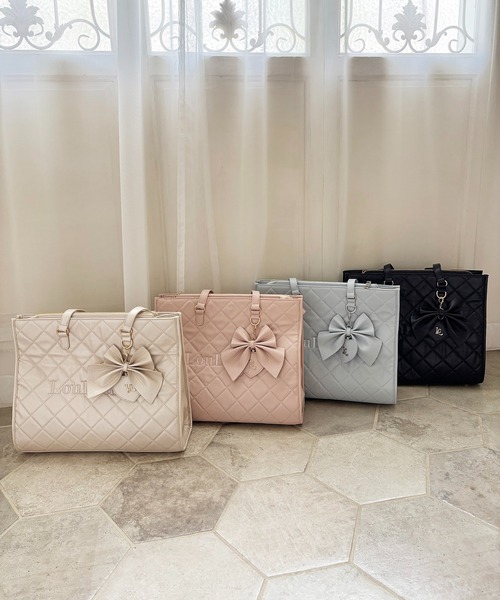 LouLoumei(ルルミー)の「リボンチャーム付き刺繍ロゴキルティングキャリーオントート(トートバッグ・レディース・ピンク系その他/ブラック/ピンク/サックスブルー・FREE)」の18枚目の写真