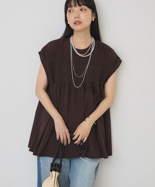 AMERICAN HOLIC(アメリカンホリック)の「【接触冷感・UVカット】シャーリングプルオーバー(Tシャツ/カットソー・レディース・ブラウン/オフホワイト/サックスブルー/ブラック・M/L)」の3枚目の写真