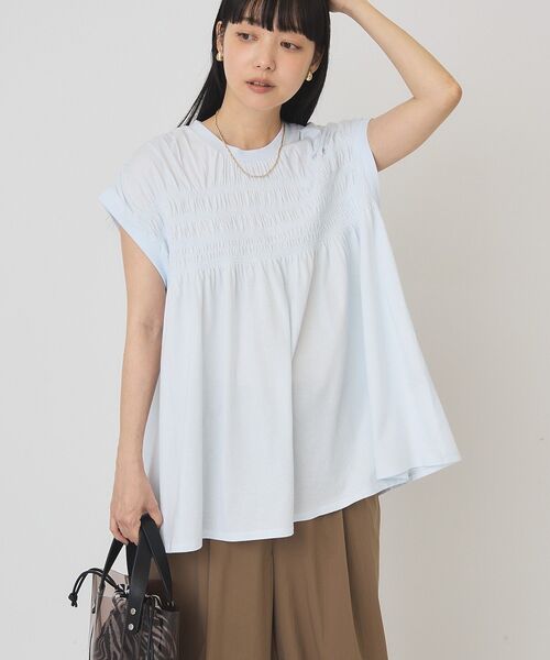 AMERICAN HOLIC(アメリカンホリック)の「【接触冷感・UVカット】シャーリングプルオーバー(Tシャツ/カットソー・レディース・ブラウン/オフホワイト/サックスブルー/ブラック・M/L)」の5枚目の写真