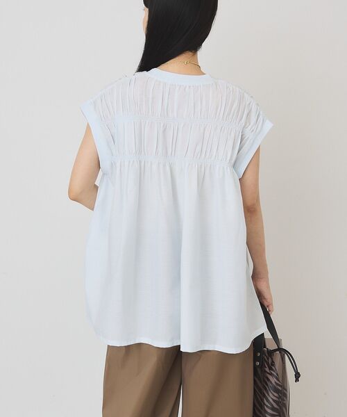 AMERICAN HOLIC(アメリカンホリック)の「【接触冷感・UVカット】シャーリングプルオーバー(Tシャツ/カットソー・レディース・ブラウン/オフホワイト/サックスブルー/ブラック・M/L)」の8枚目の写真