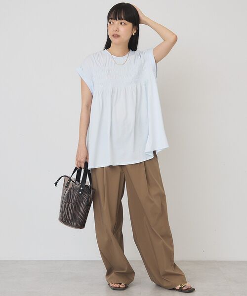 AMERICAN HOLIC(アメリカンホリック)の「【接触冷感・UVカット】シャーリングプルオーバー(Tシャツ/カットソー・レディース・ブラウン/オフホワイト/サックスブルー/ブラック・M/L)」の9枚目の写真