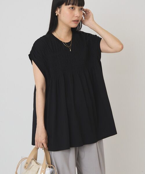 AMERICAN HOLIC(アメリカンホリック)の「【接触冷感・UVカット】シャーリングプルオーバー(Tシャツ/カットソー・レディース・ブラウン/オフホワイト/サックスブルー/ブラック・M/L)」の12枚目の写真