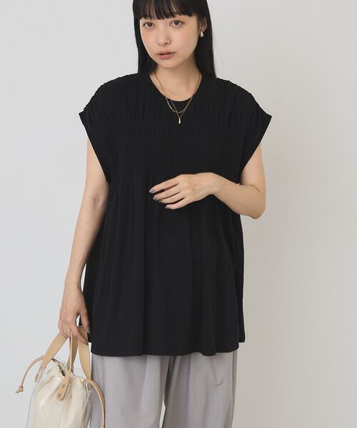 AMERICAN HOLIC(アメリカンホリック)の「【接触冷感・UVカット】シャーリングプルオーバー(Tシャツ/カットソー・レディース・ブラウン/オフホワイト/サックスブルー/ブラック・M/L)」の13枚目の写真