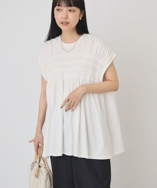AMERICAN HOLIC(アメリカンホリック)の「【接触冷感・UVカット】シャーリングプルオーバー(Tシャツ/カットソー・レディース・ブラウン/オフホワイト/サックスブルー/ブラック・M/L)」の20枚目の写真