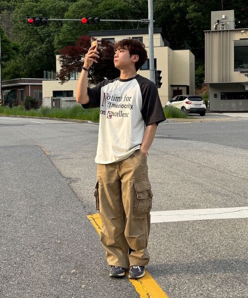 URBANAGE(アーバンエイジ)の「No time ナグラン配色オーバー半袖ネイビー(Tシャツ/カットソー・レディース・その他・MEDIUM/LARGE)」の8枚目の写真