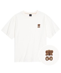 クールコットンオーバーサイズミニミスリーピーくま刺繍半袖Tシャツ