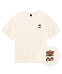 クールコットンオーバーサイズミニミスリーピーくま刺繍半袖Tシャツ