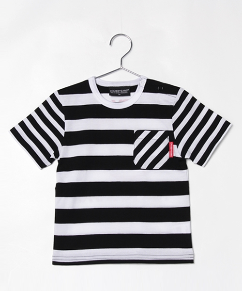 CHUBBYGANG（チャビーギャング）の「バイボーダー　5分袖Tシャツ（Tシャツ/カットソー・キッズ・ブラック/レッド・110/130/80/120/100/90）」の2枚目の写真