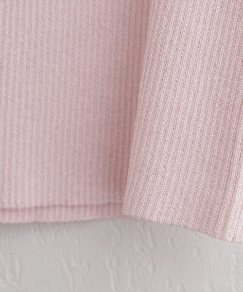 natural couture(ナチュラルクチュール)の「ラメリブ5分袖ニット(ニット/セーター・レディース・オフホワイト/グレー/ピンク/サックスブルー/パープル・FREE)」の6枚目の写真