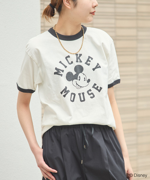 journal standard L'essage(ジャーナルスタンダードレサージュ)の「《追加》【MICKEY】ピグメントTシャツ(Tシャツ/カットソー・レディース・ベージュ系その他/ホワイト・FREE)」の1枚目の写真