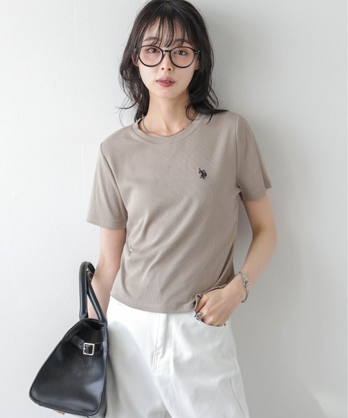 La-gemme（ラジェム）の「U.S. POLO ASSN. 別注 ロゴ刺繍 Tシャツ（Tシャツ/カットソー・レディース・ホワイト/モカ/ネイビー/ベージュ/グレー/ピンク/ブラック・フリー）」の13枚目の写真
