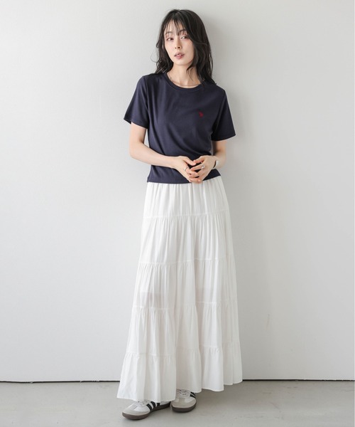 La-gemme（ラジェム）の「U.S. POLO ASSN. 別注 ロゴ刺繍 Tシャツ（Tシャツ/カットソー・レディース・ホワイト/モカ/ネイビー/ベージュ/グレー/ピンク/ブラック・フリー）」の15枚目の写真