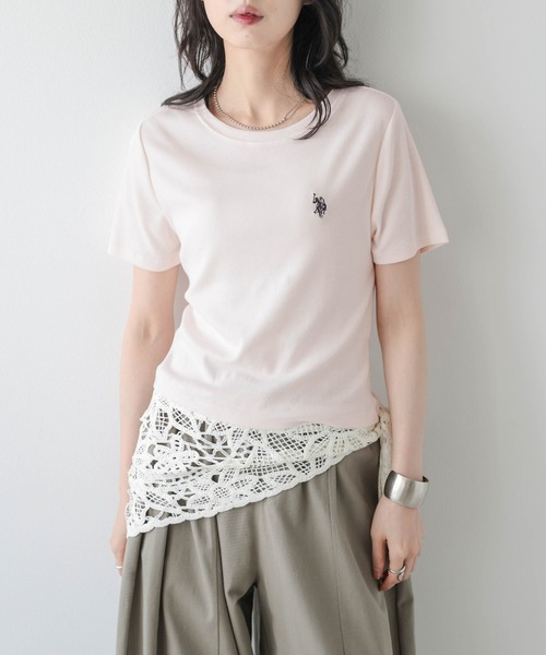 La-gemme（ラジェム）の「U.S. POLO ASSN. 別注 ロゴ刺繍 Tシャツ（Tシャツ/カットソー・レディース・ホワイト/モカ/ネイビー/ベージュ/グレー/ピンク/ブラック・フリー）」の18枚目の写真