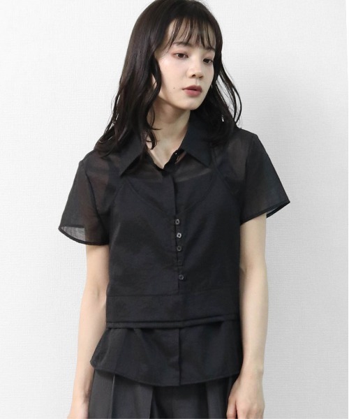 THE CELL.(ザセルドット)の「キャミレイヤード シアーシャツ CAMISOLE LAYERED SHEER SHIRT(シャツ/ブラウス・レディース・グレー/ブラック/ブラウン・FREE)」の5枚目の写真