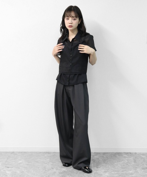 THE CELL.(ザセルドット)の「キャミレイヤード シアーシャツ CAMISOLE LAYERED SHEER SHIRT(シャツ/ブラウス・レディース・グレー/ブラック/ブラウン・FREE)」の10枚目の写真