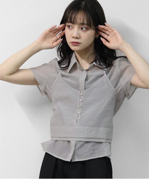THE CELL.(ザセルドット)の「キャミレイヤード シアーシャツ CAMISOLE LAYERED SHEER SHIRT(シャツ/ブラウス・レディース・グレー/ブラック/ブラウン・FREE)」の14枚目の写真