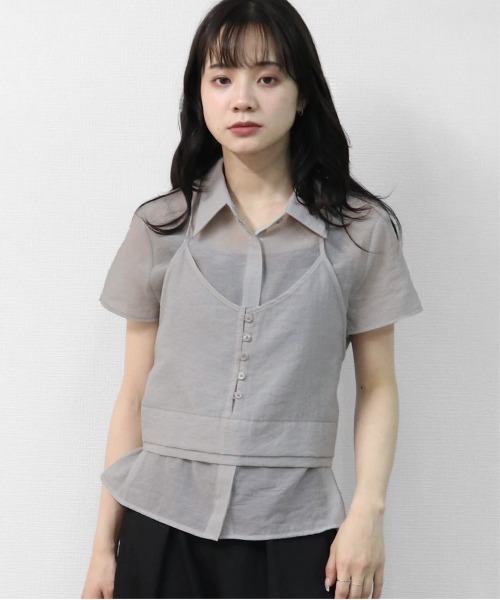 THE CELL.(ザセルドット)の「キャミレイヤード シアーシャツ CAMISOLE LAYERED SHEER SHIRT(シャツ/ブラウス・レディース・グレー/ブラック/ブラウン・FREE)」の16枚目の写真