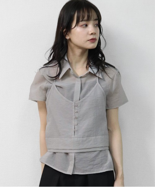 THE CELL.(ザセルドット)の「キャミレイヤード シアーシャツ CAMISOLE LAYERED SHEER SHIRT(シャツ/ブラウス・レディース・グレー/ブラック/ブラウン・FREE)」の15枚目の写真