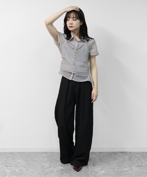 THE CELL.(ザセルドット)の「キャミレイヤード シアーシャツ CAMISOLE LAYERED SHEER SHIRT(シャツ/ブラウス・レディース・グレー/ブラック/ブラウン・FREE)」の18枚目の写真