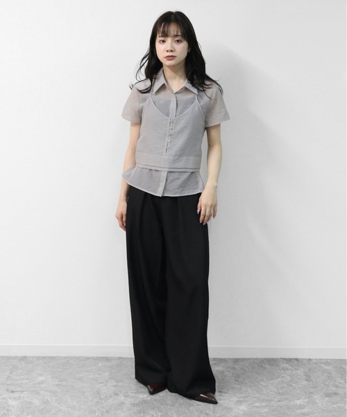 THE CELL.(ザセルドット)の「キャミレイヤード シアーシャツ CAMISOLE LAYERED SHEER SHIRT(シャツ/ブラウス・レディース・グレー/ブラック/ブラウン・FREE)」の19枚目の写真