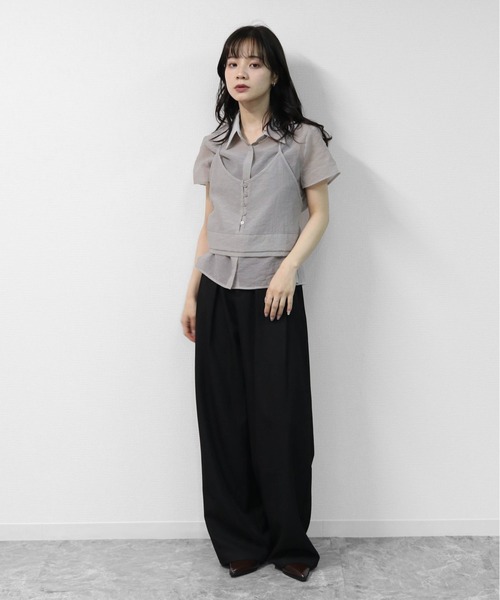 THE CELL.(ザセルドット)の「キャミレイヤード シアーシャツ CAMISOLE LAYERED SHEER SHIRT(シャツ/ブラウス・レディース・グレー/ブラック/ブラウン・FREE)」の20枚目の写真