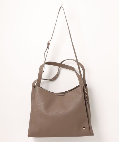 LA BAGAGERIE(ラバガジェリー)の「ソフトシュリンク2WAYハンドバッグ large(ハンドバッグ・レディース・ブラック/ダークグレー/ブラウン/グレイッシュベージュ・FREE)」の4枚目の写真