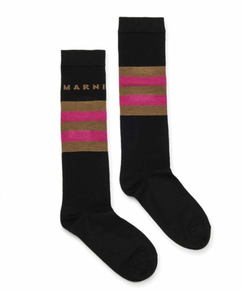 MARNI(マルニ)の「MARNI(マルニ)Kids & Junior ストライプロゴソックス(ソックス/靴下・キッズ・グレー/マスタード/ブラック・Ⅲ/Ⅱ/Ⅳ/Ⅰ)」の2枚目の写真