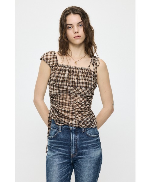 MOUSSY(マウジー)の「ASYMMETRY GATHER トップス(タンクトップ・レディース・ブルー系その他/ブラック/アイボリー/ブラウン系その他・FREE)」の3枚目の写真