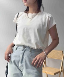 AS KNOW AS plus | 〇コットン シンプルフレンチスリーブTシャツ(Tシャツ/カットソー)