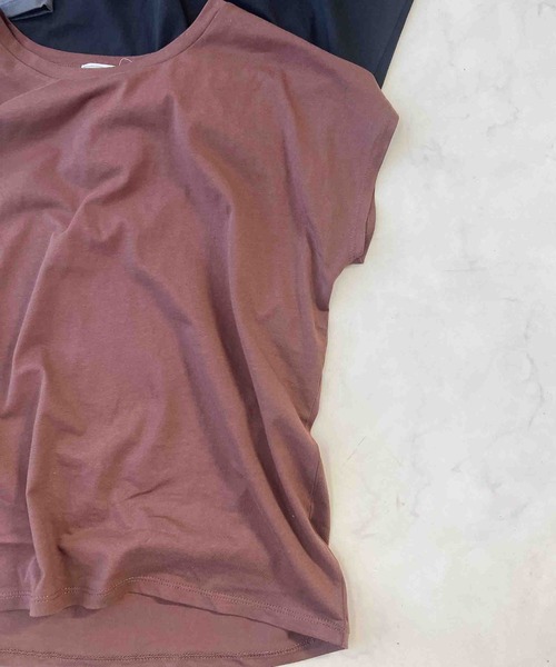 AS KNOW AS plus(アズノゥアズプラス)の「〇コットン シンプルフレンチスリーブTシャツ(Tシャツ/カットソー・レディース・ブラック/ホワイト/ブラウン/ダークグレー・FREE)」の17枚目の写真