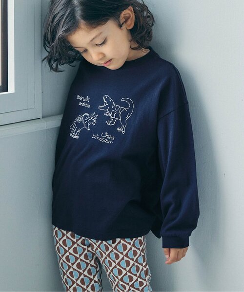 BREEZE(ブリーズ)の「【WEB限定】色んな刺繍ロンT(Tシャツ/カットソー・キッズ・ブラック/ピンク/チャコール/グレー/ライム/ミント/アイボリー/ブルー/マスタード/ベージュ/ネイビー・90/120/110/100/150/140/130)」の1枚目の写真