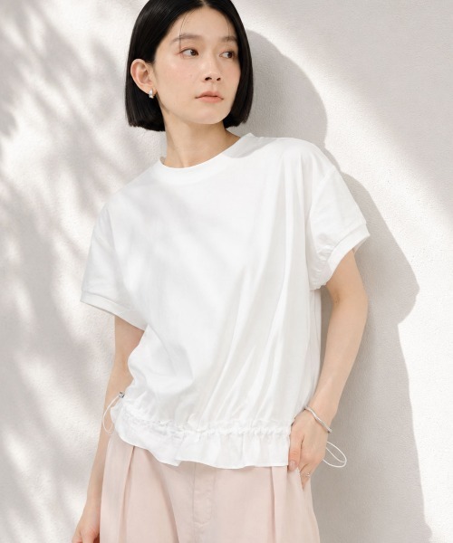 Shelly island（シェリーアイランド）の「フリルヘムドロストプルオーバー（Tシャツ/カットソー・レディース・ホワイト/ブラック・FREE）」の2枚目の写真