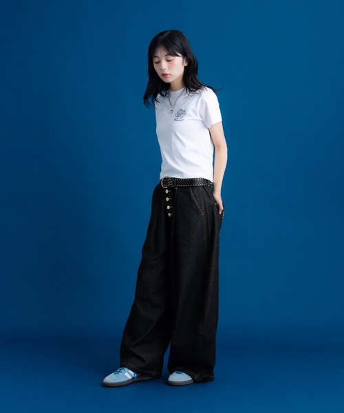 Remember.(リメンバー)の「ハートパッチポケットワイドデニムパンツ / Heart Patchpocket Wide Denimpants(デニムパンツ・メンズ・ブラック/ネイビー・LARGE/MEDIUM)」の17枚目の写真