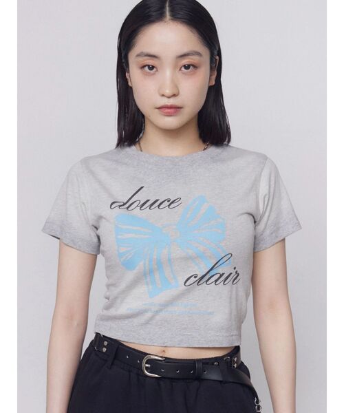 EMODA(エモダ)の「リボンプリントTシャツ(Tシャツ/カットソー・レディース・グレー/ピンク/ブラック・FREE)」の9枚目の写真