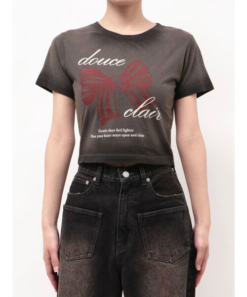 EMODA(エモダ)の「リボンプリントTシャツ(Tシャツ/カットソー・レディース・グレー/ピンク/ブラック・FREE)」の19枚目の写真