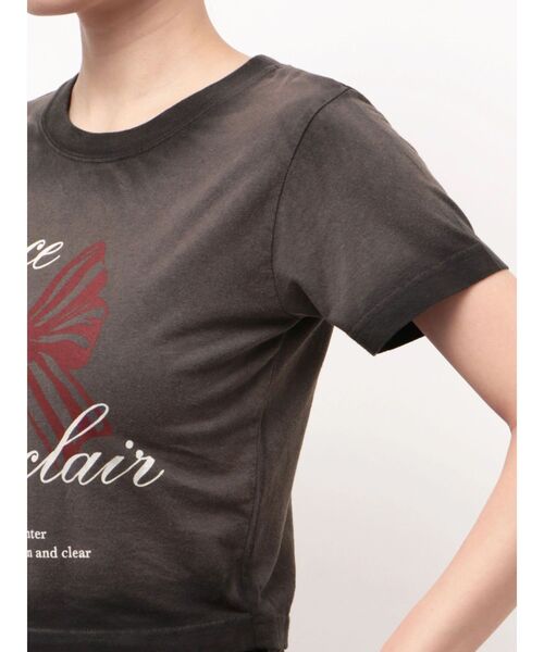 EMODA（エモダ）の「リボンプリントTシャツ（Tシャツ/カットソー・レディース・グレー/ピンク/ブラック・FREE）」の7枚目の写真