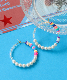 マルチチップ×パールフープピアス