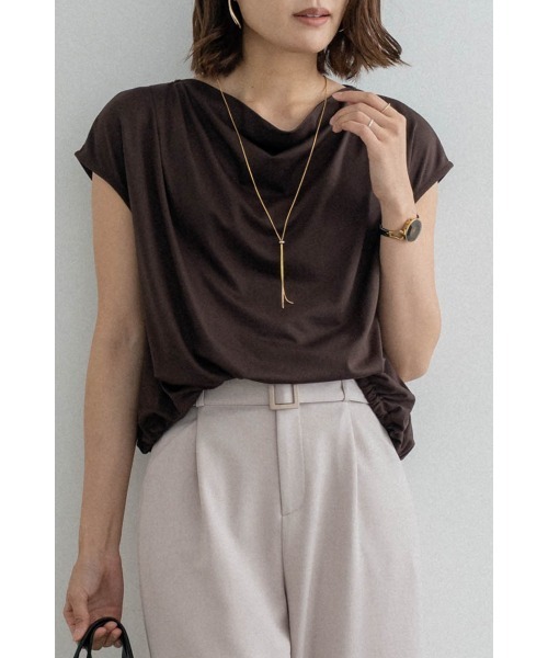 M.deux(エムドゥ)の「ドレープフレンチプルオーバー(Tシャツ/カットソー・レディース・ブラウン/ブラック・MEDIUM)」の2枚目の写真