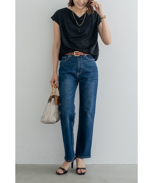 M.deux(エムドゥ)の「ドレープフレンチプルオーバー(Tシャツ/カットソー・レディース・ブラウン/ブラック・MEDIUM)」の4枚目の写真