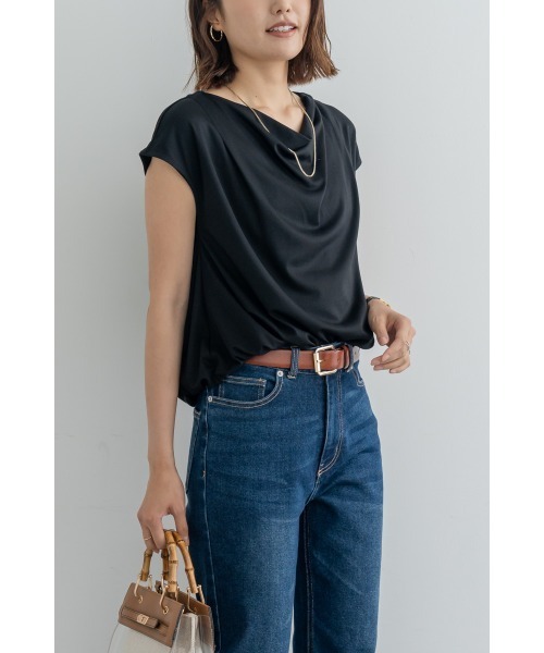 M.deux(エムドゥ)の「ドレープフレンチプルオーバー(Tシャツ/カットソー・レディース・ブラウン/ブラック・MEDIUM)」の3枚目の写真
