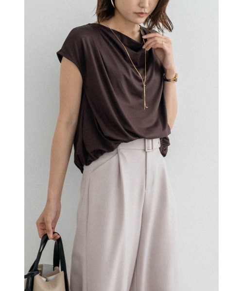 M.deux(エムドゥ)の「ドレープフレンチプルオーバー(Tシャツ/カットソー・レディース・ブラウン/ブラック・MEDIUM)」の5枚目の写真