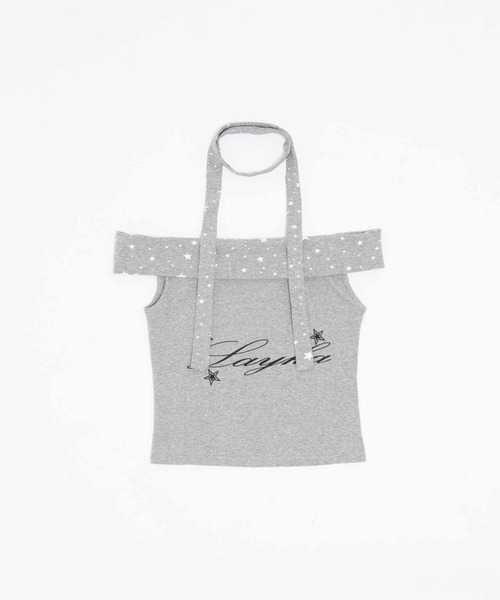 dispark(ディスパーク)の「DISPARK/チョーカー付きオフショルスターT(Tシャツ/カットソー・レディース・ブラック/杢グレー・FREE)」の5枚目の写真
