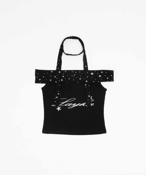 dispark(ディスパーク)の「DISPARK/チョーカー付きオフショルスターT(Tシャツ/カットソー・レディース・ブラック/杢グレー・FREE)」の6枚目の写真