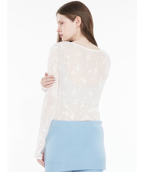 SORIN(ソリン )の「Flocky Swan Pattern Top / フロッキースワンパターントップ(Tシャツ/カットソー・レディース・ベージュ/ホワイト/ブラック・38)」の5枚目の写真