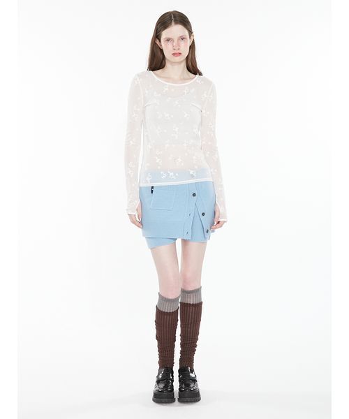 SORIN(ソリン )の「Flocky Swan Pattern Top / フロッキースワンパターントップ(Tシャツ/カットソー・レディース・ベージュ/ホワイト/ブラック・38)」の6枚目の写真