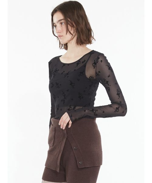 SORIN(ソリン )の「Flocky Swan Pattern Top / フロッキースワンパターントップ(Tシャツ/カットソー・レディース・ベージュ/ホワイト/ブラック・38)」の12枚目の写真