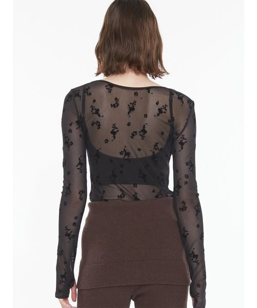 SORIN(ソリン )の「Flocky Swan Pattern Top / フロッキースワンパターントップ(Tシャツ/カットソー・レディース・ベージュ/ホワイト/ブラック・38)」の13枚目の写真