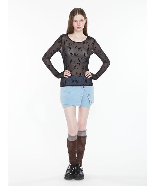 SORIN(ソリン )の「Flocky Swan Pattern Top / フロッキースワンパターントップ(Tシャツ/カットソー・レディース・ベージュ/ホワイト/ブラック・38)」の18枚目の写真