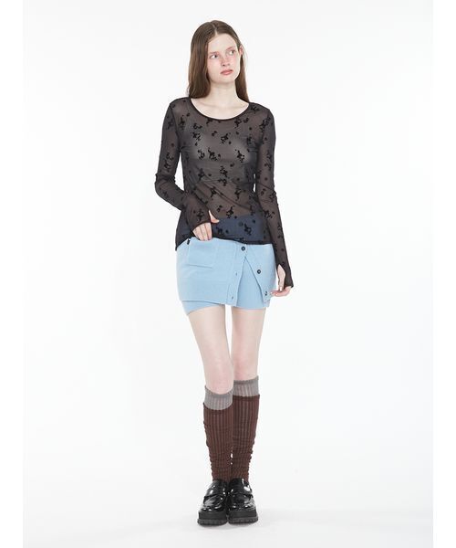 SORIN(ソリン )の「Flocky Swan Pattern Top / フロッキースワンパターントップ(Tシャツ/カットソー・レディース・ベージュ/ホワイト/ブラック・38)」の19枚目の写真